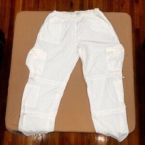 White parachute pants
